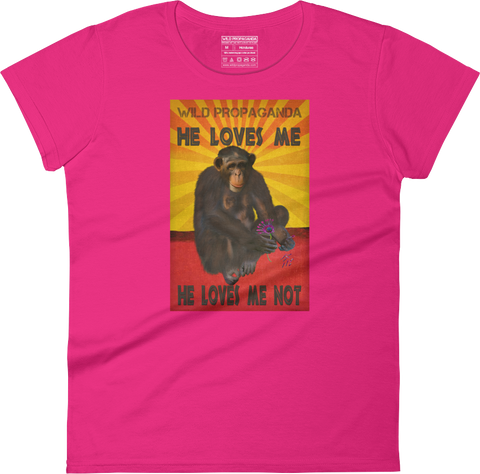 Chimpanzee - He loves me, he loves me not - Women's crew neck T-shirt