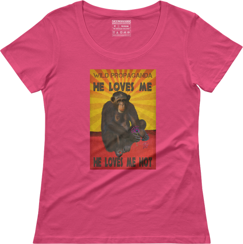 Chimpanzee-He loves me, he loves me not - Women's scoop neck T-shirt